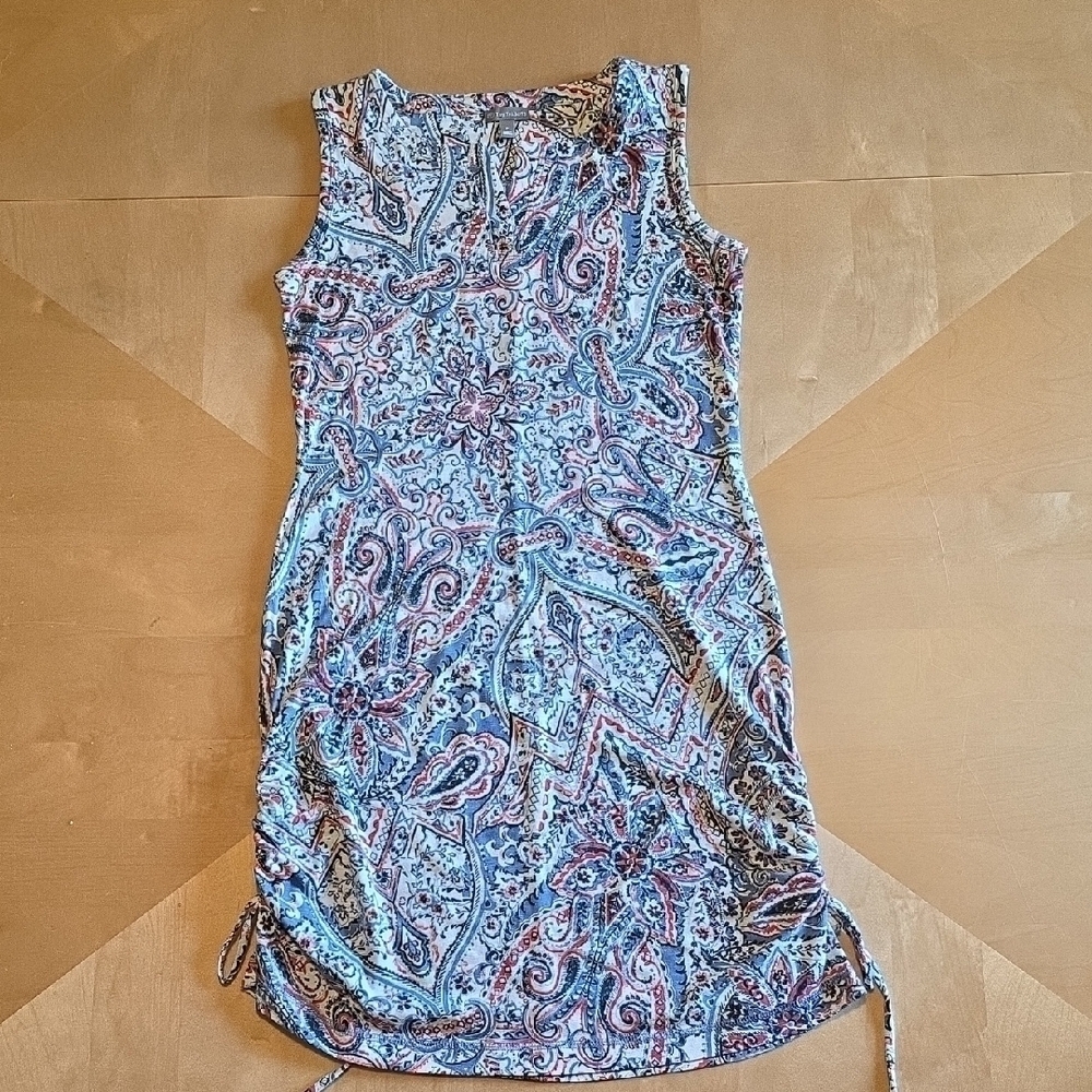 Talbots Sleeveless Cinch Side Paisley Dress- Size P/S